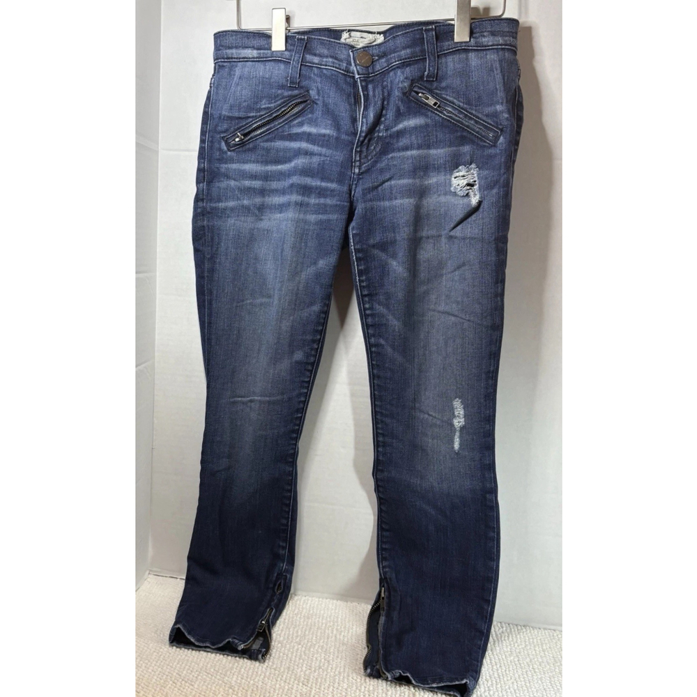 Current Elliott Womens Zipper Pocket Skinny Zip Hem Denim Rough Jeans Pant 27